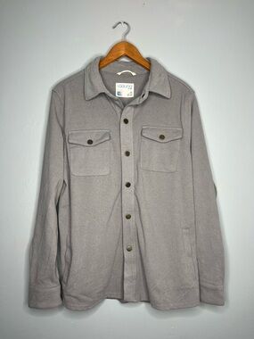 Laguna Men's Oversized Grey Button Up Soft Fleece Shacket Jacket Over Coat